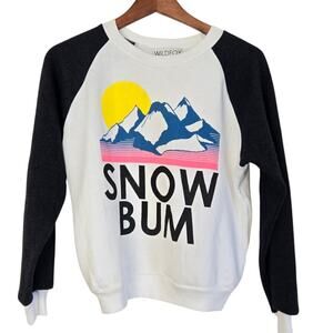 Wildfox "Snow Bum" Graphic Sweater Retro Ski Americana Cozy Cabincore Snow XS
